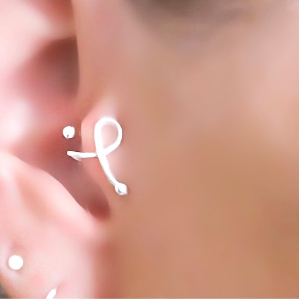 3 x fake cartilage helix tragus earring clip on ear cuff 925 Sterling silver